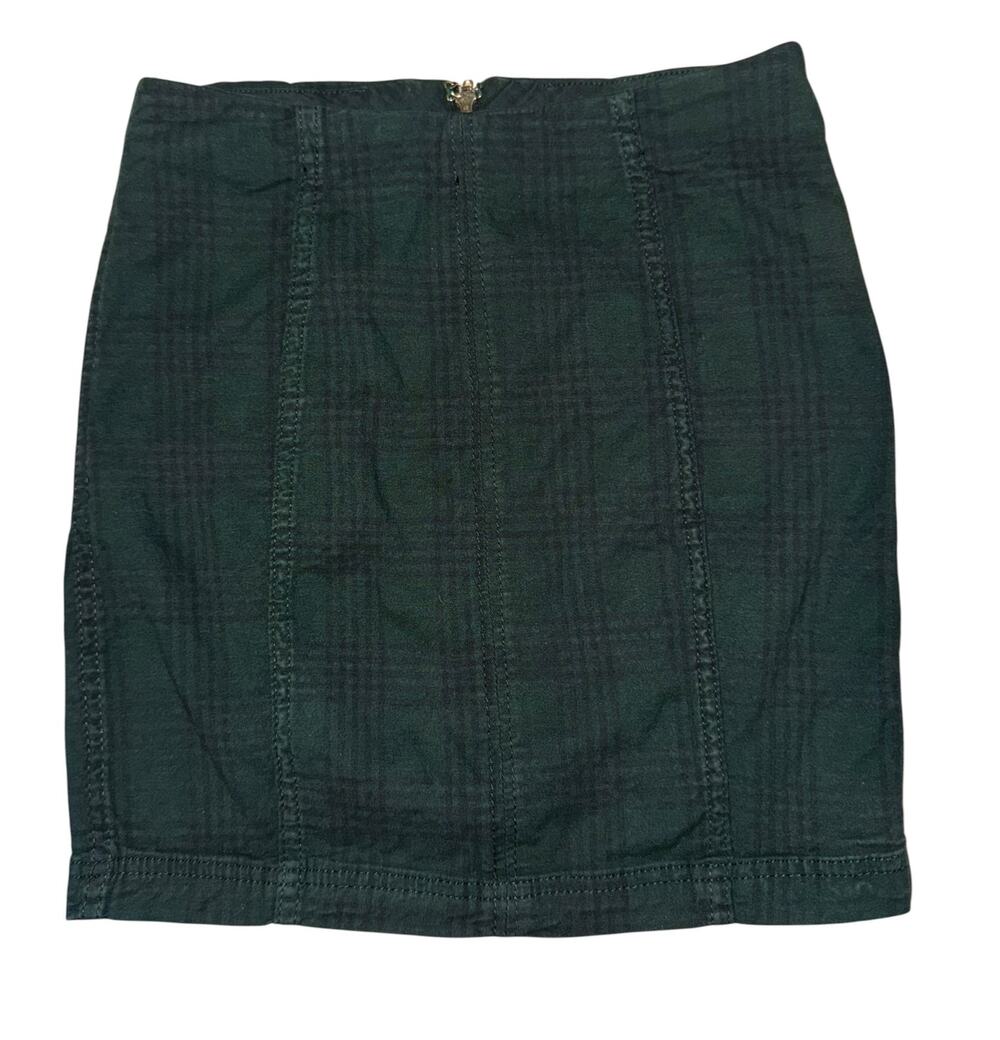 Free People Green Plaid Skirt Women's Sz 2 Fall Academia School Librarian Preppy